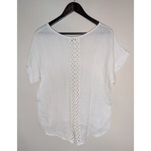 Terzo Millennio Size L White Linen Tunic Crochet Lace Made in Italy Euro Summer